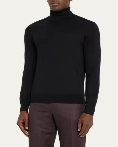 Zegna Men's Cashmere-Silk Turtleneck Sweater | Thumbnail 4 Zegna Men's Cashmere-Silk Turtleneck Sweater | Thumbnail 4