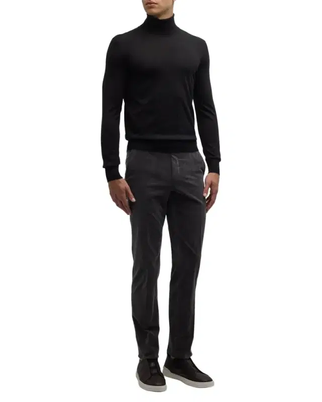ZEGNA Men's Cashmere-Silk Turtleneck Sweater