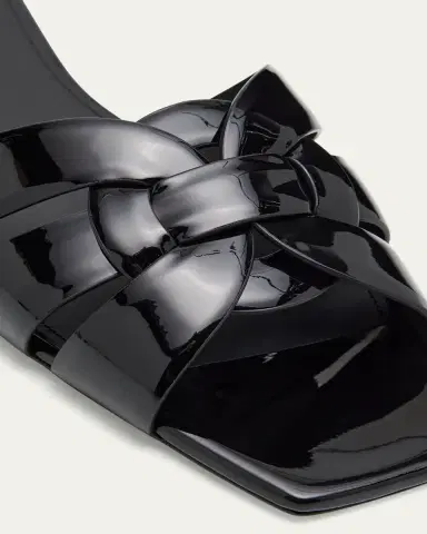 Saint Laurent Nu Pieds Woven Patent Flat Sandals | Thumbnail 5