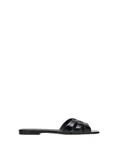 Saint Laurent Nu Pieds Woven Patent Flat Sandals | Thumbnail 1