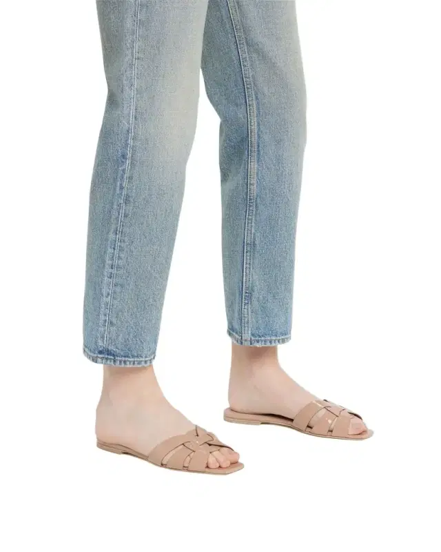 Saint Laurent Nu Pieds Woven Patent Flat Sandals