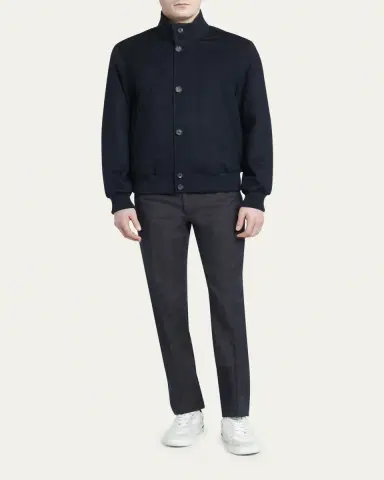 Loro Piana Men's Reversible Quilted Cashmere Bomber Jacket | Thumbnail 2 Loro Piana Men's Reversible Quilted Cashmere Bomber Jacket | Thumbnail 2