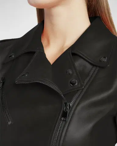 Alexander McQueen Cropped Leather Biker Jacket | Thumbnail 4