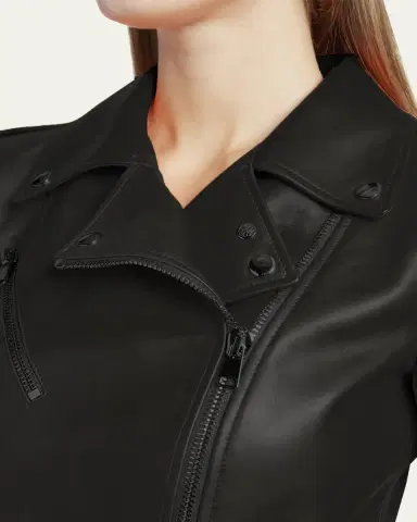 Alexander McQueen Cropped Leather Biker Jacket | Thumbnail 9