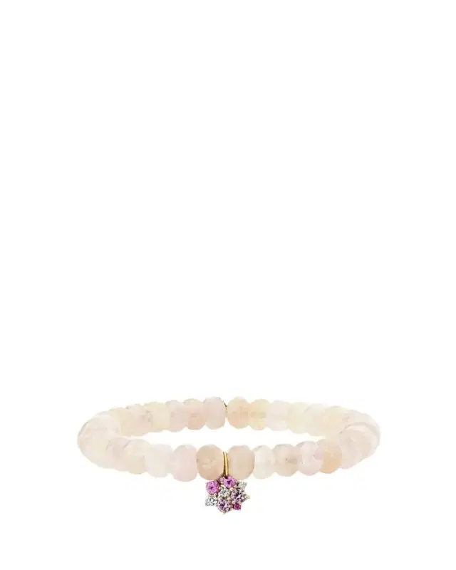 14k Morganite Beaded Bracelet with Disc Charm