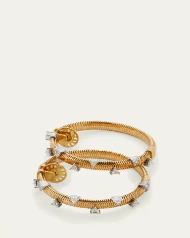 Nikos Koulis Feelings 18k Yellow Gold Scattered Diamond Hoop Earrings | Thumbnail 3