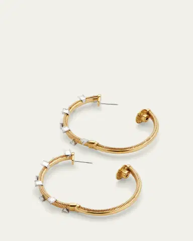 Nikos Koulis Feelings 18k Yellow Gold Scattered Diamond Hoop Earrings | Thumbnail 4