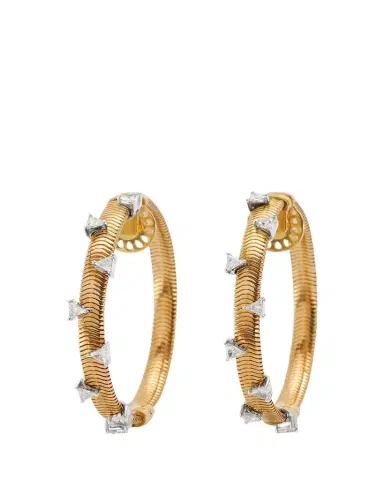 Nikos Koulis Feelings 18k Yellow Gold Scattered Diamond Hoop Earrings | Thumbnail 1