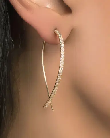 Lana 14K Yellow Gold Mega Flawless Upside Down Diamond Hoop Earrings, 50mm | Thumbnail 2