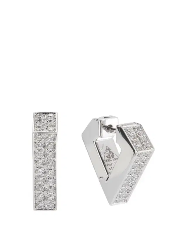Dries Criel 18k White Gold Medium Diamond Brute Diamanti Earrings