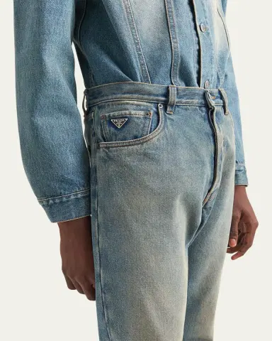 Prada Men's Light Treated Denim Jeans | Thumbnail 3