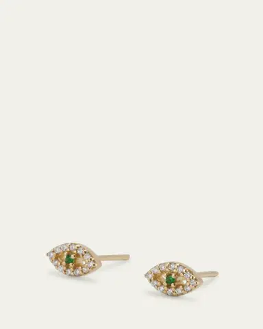 Ileana Makri 18K Gold Kitten Eye Stud Earrings with Diamonds | Thumbnail 3 Ileana Makri 18K Gold Kitten Eye Stud Earrings with Diamonds | Thumbnail 3