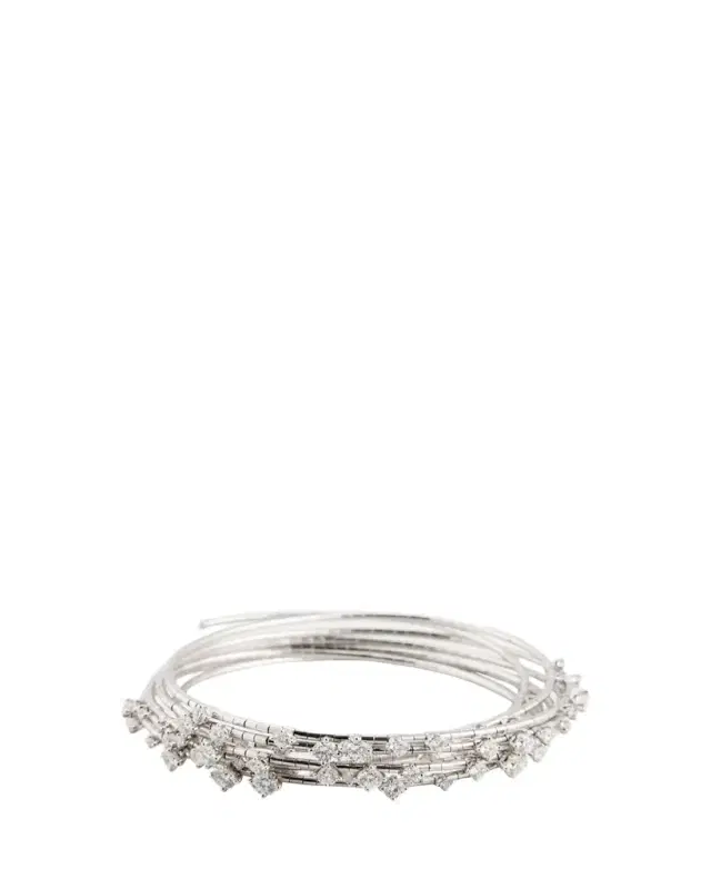 18k White Gold 5-Row Diamond Spiral Bracelet, Size M