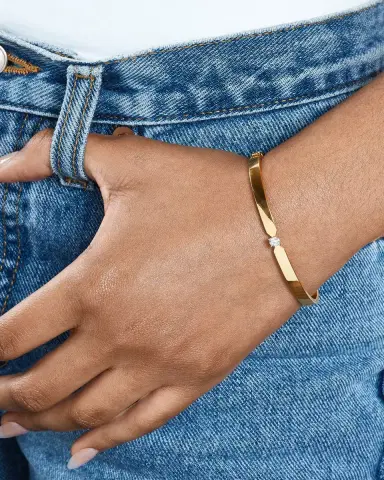 Lana 14K Gold Vanity Solo Faux Tension Diamond Bangle | Thumbnail 2 Lana 14K Gold Vanity Solo Faux Tension Diamond Bangle | Thumbnail 2