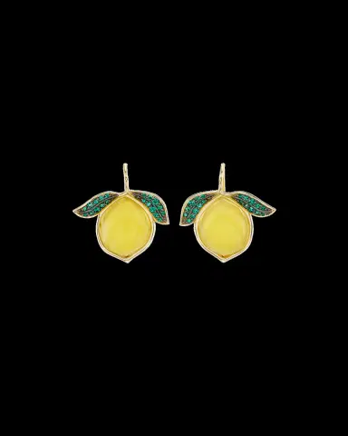 Brent Neale 18K Yellow Gold Lemon Drop Earrings with Opal and Emeralds | Thumbnail 2
