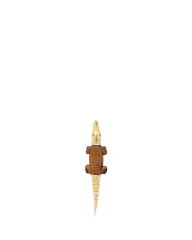BIBI VAN DER VELDEN 18K Yellow Gold Alligator Bite Earring with Tiger's Eye and Tsavorite | Thumbnail 1