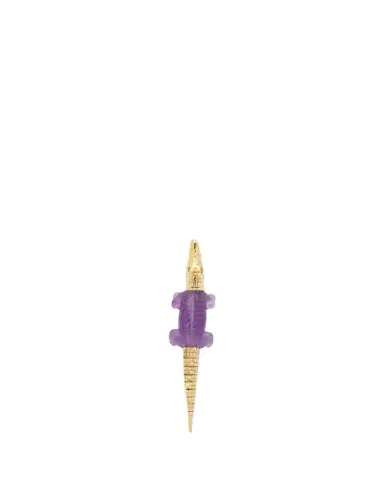 BIBI VAN DER VELDEN 18K Yellow Gold Alligator Bite Earring with Tsavorite and Amethyst | Thumbnail 1