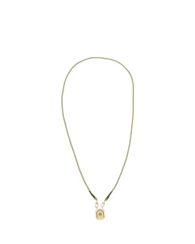 18k Rathi Link Chain Necklace with Mini Clover Pendant