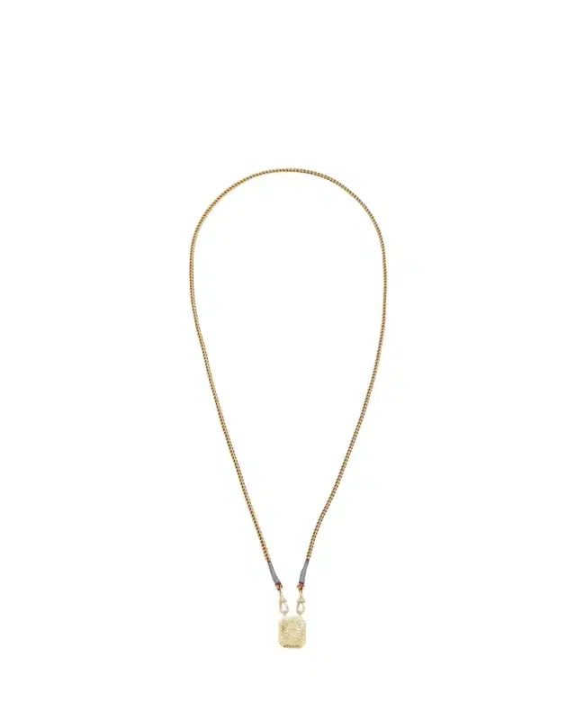 18k Yellow Gold Pendant Wrap Cord Necklace