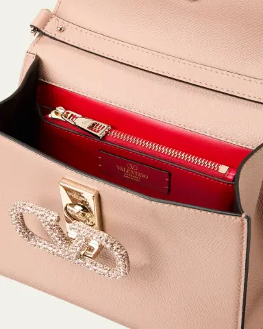 Valentino Garavani VSLING Small Rhinestone Leather Top-Handle Bag | Thumbnail 2