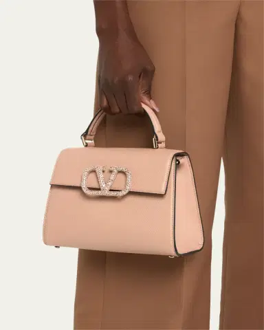 Valentino Garavani VSLING Small Rhinestone Leather Top-Handle Bag | Thumbnail 5