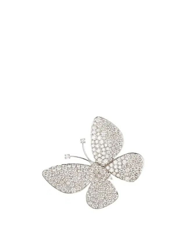 18K White Gold Big Butterfly Earring with Diamonds, Single
