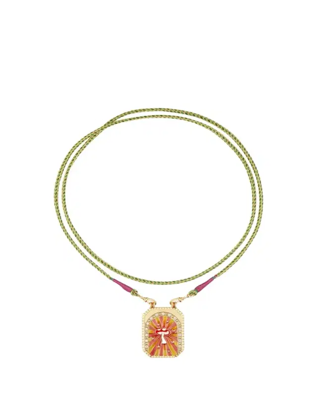 Marie Lichtenberg 18k Yellow Gold Diamond Mushroom Cord Necklace