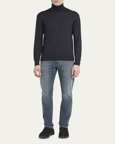 Zegna Men's Casheta Cashmere-Silk Turtleneck Sweater | Thumbnail 2