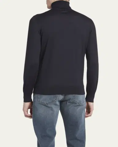 Zegna Men's Casheta Cashmere-Silk Turtleneck Sweater | Thumbnail 3