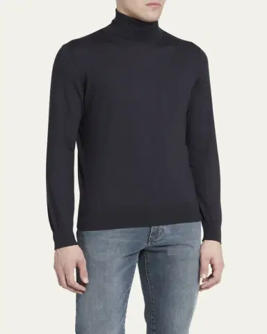 Zegna Men's Casheta Cashmere-Silk Turtleneck Sweater | Thumbnail 4