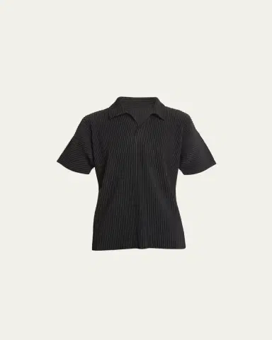 Homme Plissé Issey Miyake Men's Pleated Polyester Basic Polo Shirt | Thumbnail 6