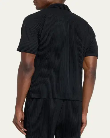 Homme Plissé Issey Miyake Men's Pleated Polyester Basic Polo Shirt | Thumbnail 8