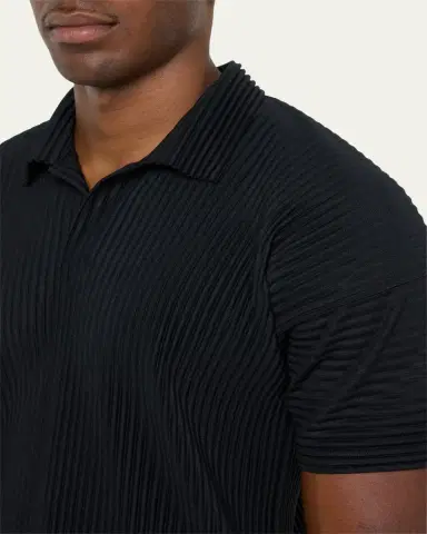 Homme Plissé Issey Miyake Men's Pleated Polyester Basic Polo Shirt | Thumbnail 10