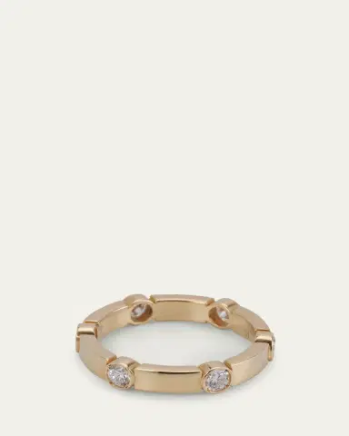 Ileana Makri 1K Yellow Gold Stepping Stones Stream Ring with Diamonds | Thumbnail 3
