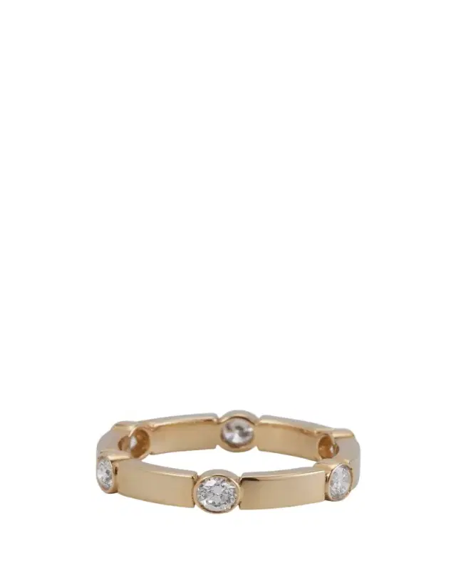 ILEANA MAKRI 1K Yellow Gold Stepping Stones Stream Ring with Diamonds