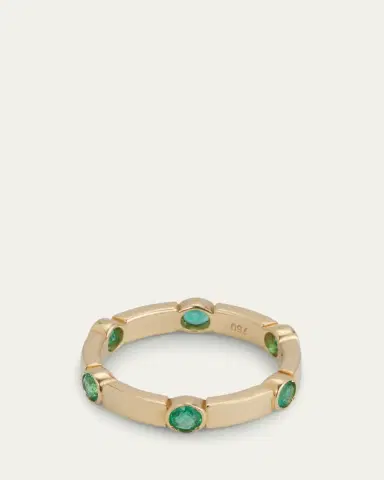 Ileana Makri 18K Yellow Gold Stepping Stones Stream Ring with Emeralds | Thumbnail 3