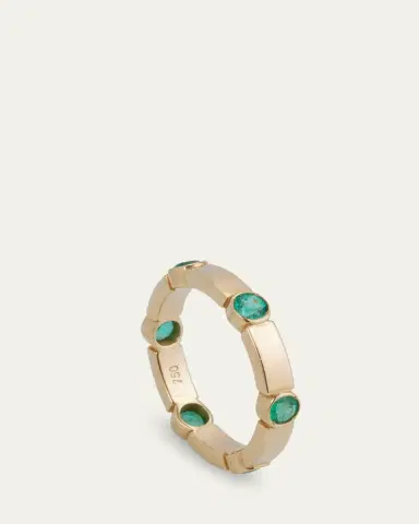 Ileana Makri 18K Yellow Gold Stepping Stones Stream Ring with Emeralds | Thumbnail 4