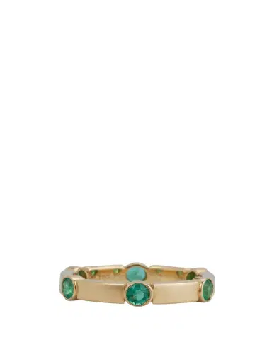 Ileana Makri 18K Yellow Gold Stepping Stones Stream Ring with Emeralds | Thumbnail 1
