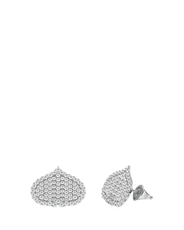 KAMAL Eye Adore Stud Earrings in Gold and White Diamonds, 15mm