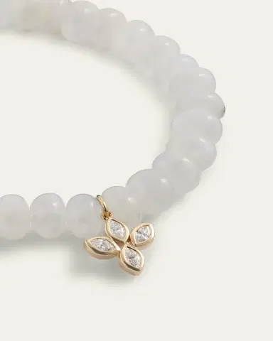 Sydney Evan 14K Yellow Gold Marquis Diamond Flower Charm Bracelet | Thumbnail 7