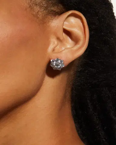 Fantasia by DeSerio Flower CZ Crystal Stud Earrings | Thumbnail 2
