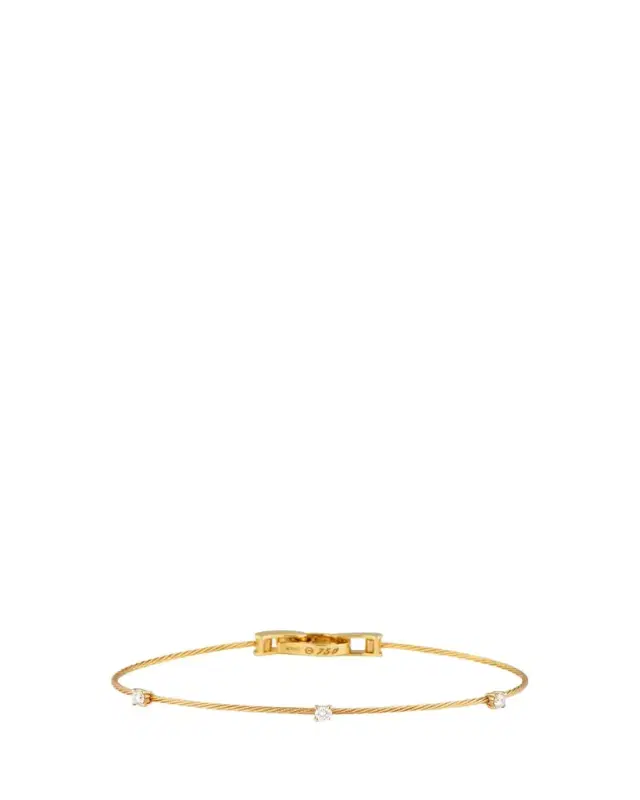 Unity 18k Yellow Gold Three-Diamond Bracelet, 0.18 TCW