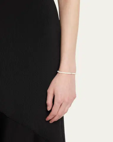 Sydney Evan 14K Yellow Gold Scallop Edge Pave Rondelle and Mother-of-Pearl Bracelet | Thumbnail 2
