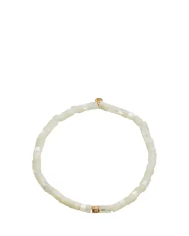 Sydney Evan 14K Yellow Gold Scallop Edge Pave Rondelle and Mother-of-Pearl Bracelet | Thumbnail 1