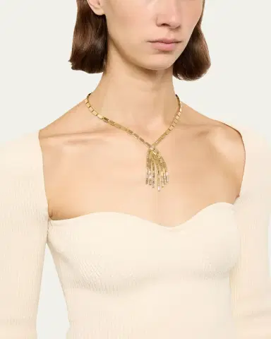 ILEANA MAKRI 18K Yellow Gold Diamond Baguette Cascade Necklace | Thumbnail 2
