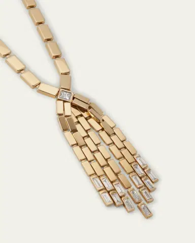 ILEANA MAKRI 18K Yellow Gold Diamond Baguette Cascade Necklace | Thumbnail 3