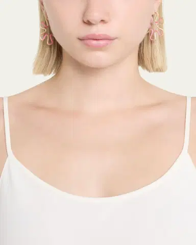 Bea Bongiasca 9K Gold Diamond and Pink Enamel Polka Dot Earrings | Thumbnail 2 Bea Bongiasca 9K Gold Diamond and Pink Enamel Polka Dot Earrings | Thumbnail 2
