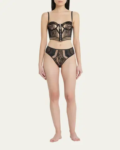 Livy Macy High-Rise Lace & Mesh Briefs | Thumbnail 2