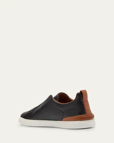 Zegna Men's Triple Stitch Deerskin Leather Sneakers | Thumbnail 4 Zegna Men's Triple Stitch Deerskin Leather Sneakers | Thumbnail 4