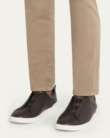 Zegna Men's Triple Stitch Deerskin Leather Sneakers | Thumbnail 6 Zegna Men's Triple Stitch Deerskin Leather Sneakers | Thumbnail 6